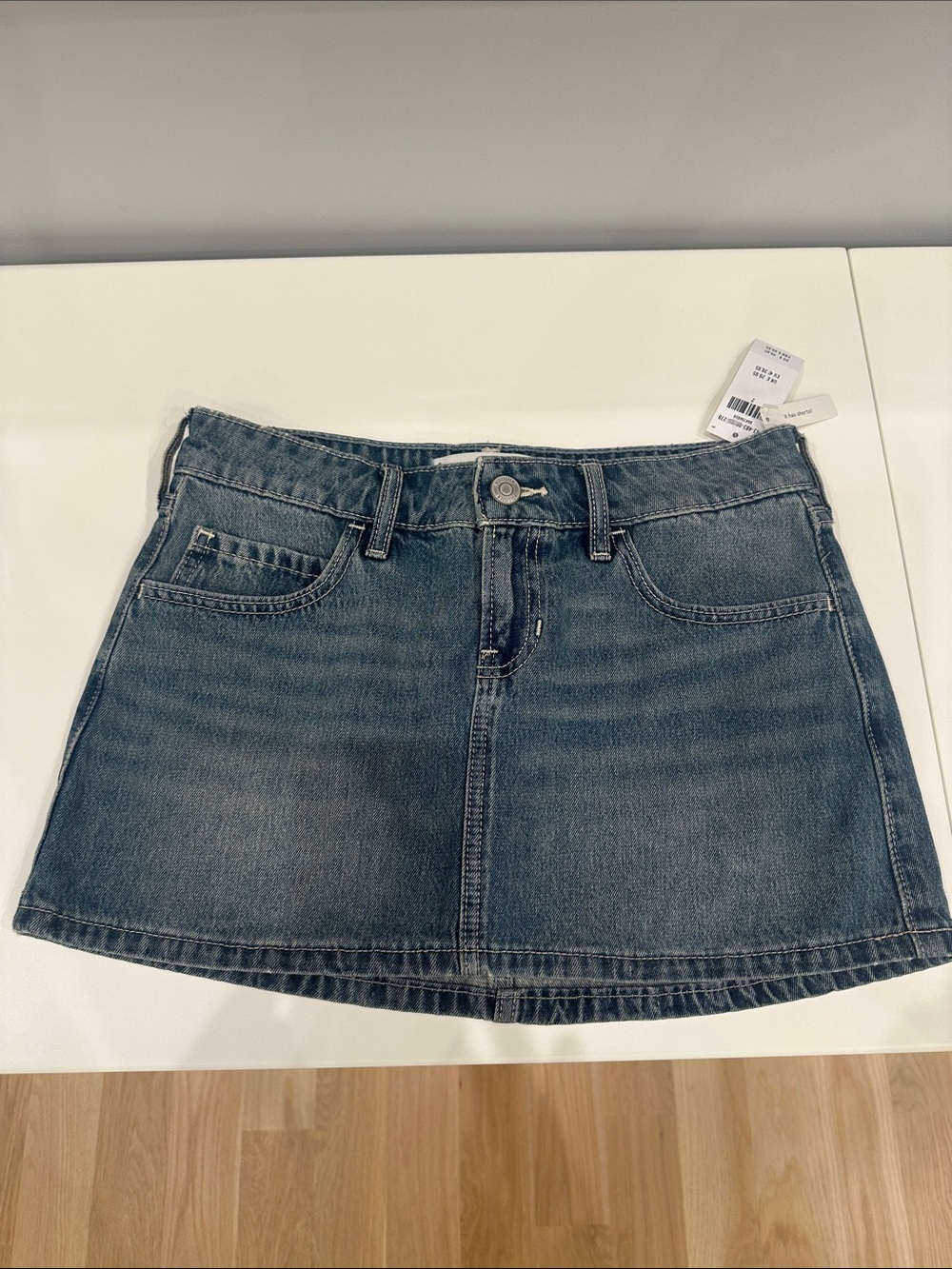 Hollister Denim Mini Skirt in Medium Blue Wash